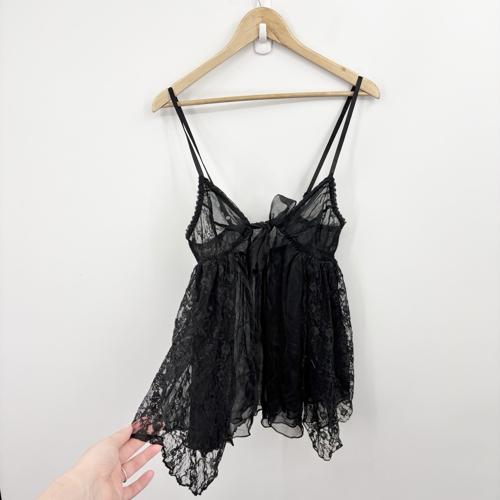 Vintage Lingerie Babydoll Slip Cami Top Small Whimsigoth Lace Festival Cutaway